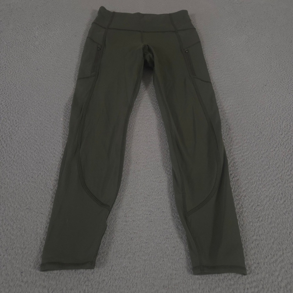 Athleta Leggings Women Small Olive Rainier High Rise Tight Zip Pocket Skinny Leg